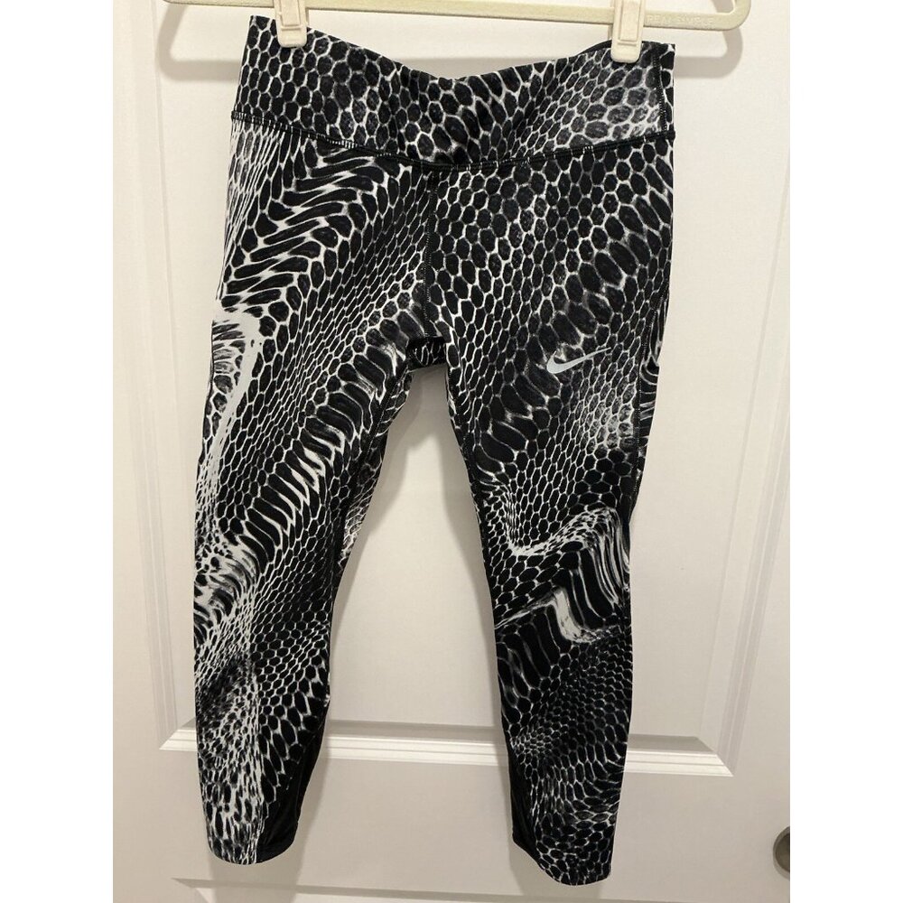 Nike Tight Medium Women Running Epic Luxe Running Crop Black White